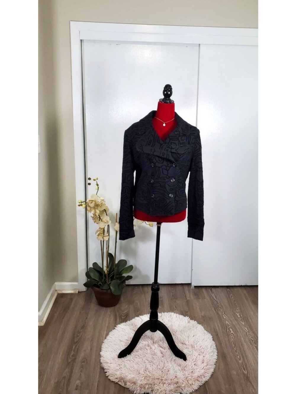NWT Vertigo Paris Women's Black Wool Modern Day Pea Coat Size XL 1122 - Picture 6 of 13